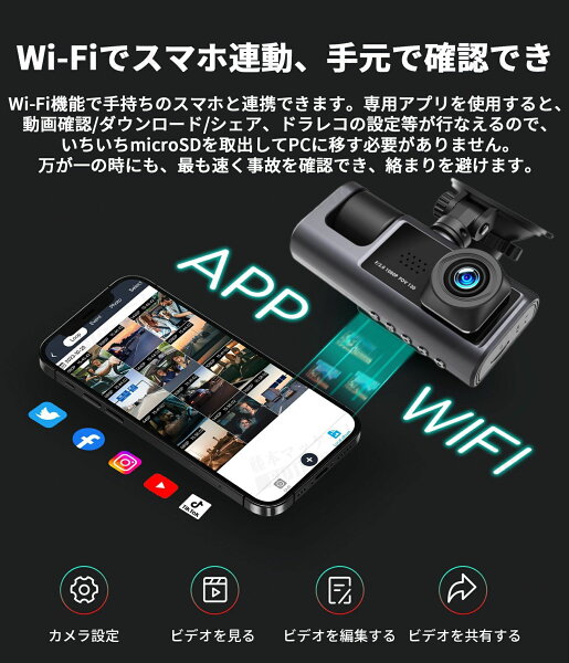 【レビュー特典★】ドライブレコーダー 前後 超小型 1080P 高画質 SONYセンサー/レンズ 120°超広視野角 最新 デュアルドラレコ 車載カメラ 常時録画 Gセンサー ドラレコ 衝撃録画 高速起動 G-sensor WDR 【電子日本語説明書付き】